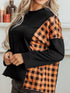 Women's Halloween Pumpkin Top - Plaid Patchwork Face - Twice The Charm Boutique