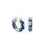 Blue 48 Flowers by Orly enamel flower huggie earrings with silver-tone detailing, paired front and side view