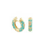 Bahama Blue Flowers by Orly enamel flower huggie earrings with gold-tone detailing, paired front and side view