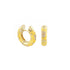 Banana Flowers by Orly enamel flower huggie earrings with gold-tone detailing, paired front and side view