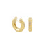 Butternut Flowers by Orly enamel flower huggie earrings with gold-tone detailing, paired front and side view