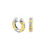 Lemon Flowers by Orly enamel flower huggie earrings with silver-tone detailing, paired front and side view