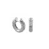 Light Gray M Flowers by Orly enamel flower huggie earrings with silver-tone detailing, paired front and side view