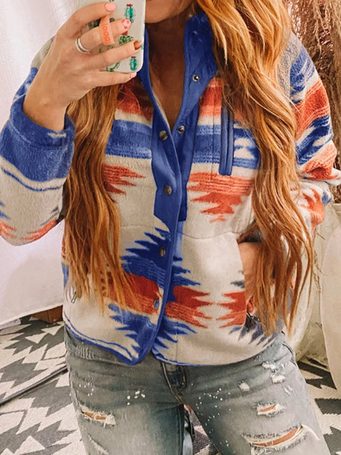 Women's Geometric Jacket - Button Front & Pockets - Twice The Charm Boutique