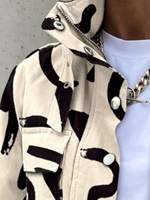 Women's cropped drawstring jacket with pockets