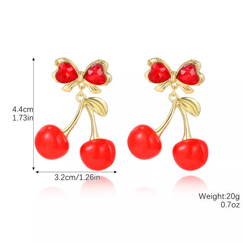 Cherry earring measurement diagram showing length and width