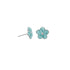 Blue 06 enamel daisy studs with crystal centers and silver-tone finish, pair view