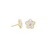Beige enamel daisy studs with crystal centers and gold-tone finish, pair view