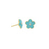 Blue 67 enamel daisy studs with crystal centers and gold-tone finish, pair view