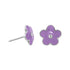 Lavender enamel daisy studs with crystal centers and silver-tone finish, alternate front-and-post view