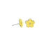 Meringue yellow enamel daisy studs with crystal centers and silver-tone finish, pair view