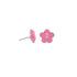 Pink 7 enamel daisy studs with crystal centers and silver-tone finish, pair view