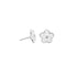 White enamel daisy studs with crystal centers and silver-tone finish, pair view