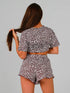 Leopard Pajama Set - T-Shirt & Ruffle Hem Shorts - Twice The Charm Boutique