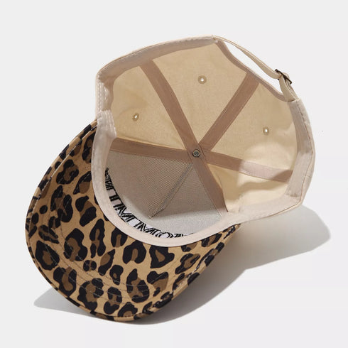 Leopard Baseball Cap - Embroidered Slogan Cotton Hat - Twice The Charm Boutique