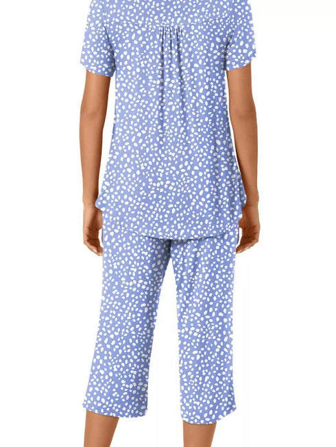 Printed Capri Pajama Set - Button Top & Cropped Pants - Twice The Charm Boutique