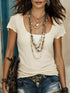Faux Layered Scoop Neck Short Sleeve Top - product image 1