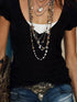Faux Layered Scoop Neck Short Sleeve Top - product image 4