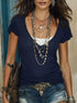 Faux Layered Scoop Neck Short Sleeve Top - product image 7