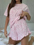 Leopard Pajama Set - T-Shirt & Ruffle Hem Shorts - Twice The Charm Boutique