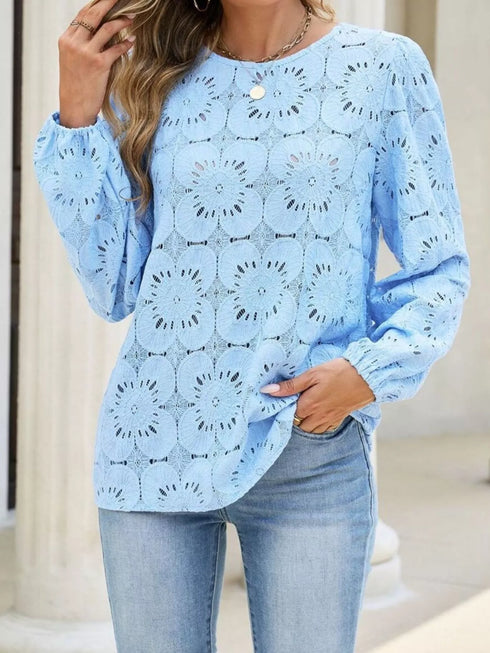 Floral Eyelet Lace Long Sleeve Blouse - product image 1
