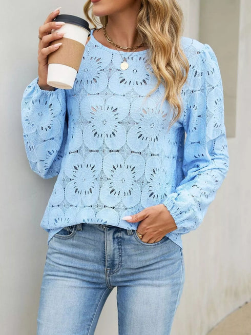 Floral Eyelet Lace Long Sleeve Blouse - product image 2