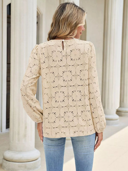 Floral Eyelet Lace Long Sleeve Blouse - product image 9