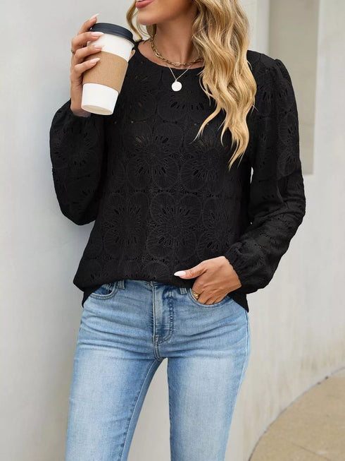 Floral Eyelet Lace Long Sleeve Blouse - product image 13
