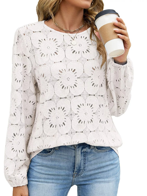 Floral Eyelet Lace Long Sleeve Blouse - product image 21