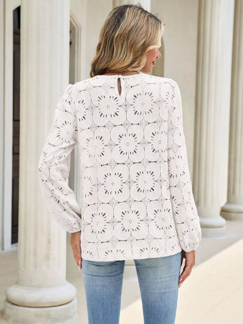 Floral Eyelet Lace Long Sleeve Blouse - product image 23