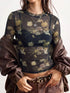 Floral Print Mesh Long Sleeve Top - product image 1