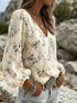 Floral Print V-Neck Long Sleeve Blouse - product image 3