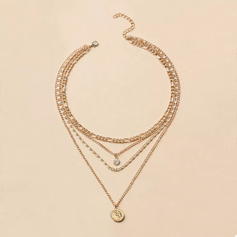 Four-Layer Pendant Necklace - Gold or Silver