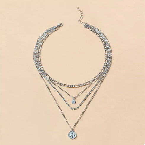 Four-Layer Pendant Necklace - Gold or Silver
