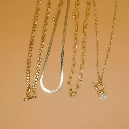Gold 4-Piece Layered Coin Pendant Necklace