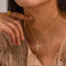 Gold Cross Pendant Necklace with Zircon