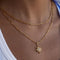 Gold Rhinestone Double Layer Pendant Necklace