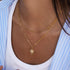Gold Rhinestone Double Layer Pendant Necklace