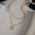 Gold Rhinestone Double Layer Pendant Necklace
