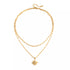 Gold Rhinestone Double Layer Pendant Necklace