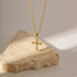 Gold Zircon Cross Stainless Steel Necklace
