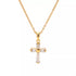 Gold Zircon Cross Stainless Steel Necklace