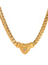 Gold Zircon Heart Cuban Chain Necklace
