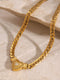 Gold Zircon Heart Cuban Chain Necklace