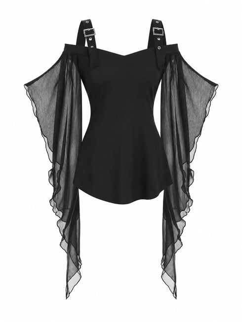 Halloween Gothic Buckle Strap Sheer Mesh Top - product image 4