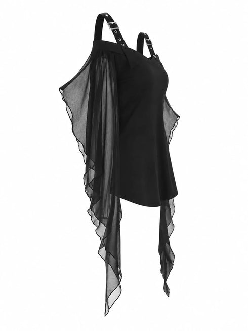 Halloween Gothic Buckle Strap Sheer Mesh Top - product image 5