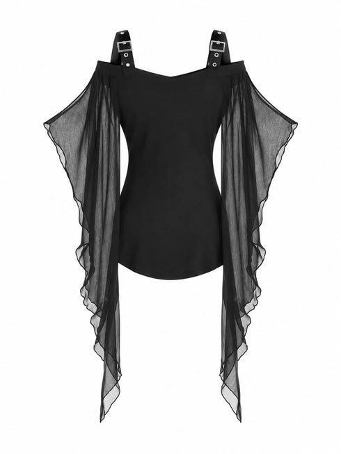 Halloween Gothic Buckle Strap Sheer Mesh Top - product image 6