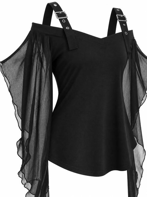 Halloween Gothic Buckle Strap Sheer Mesh Top - product image 7