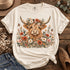 Highland Cow Floral Garden Graphic T-Shirt – Comfort Colors 1717 – flat lay product view