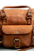 Close-up of the Walker Tanned top handle and front flap pocket